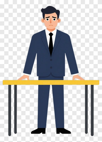 Sad Businessman Standing At A Table PNG