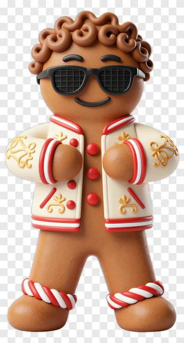 Stylish Gingerbread Man With Sunglasses PNG