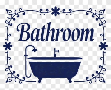 Bathroom Sign With Bathtub Illustration PNG