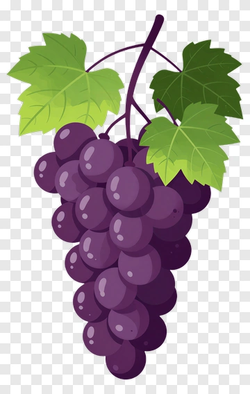 Purple Grapes With Green Leaves PNG