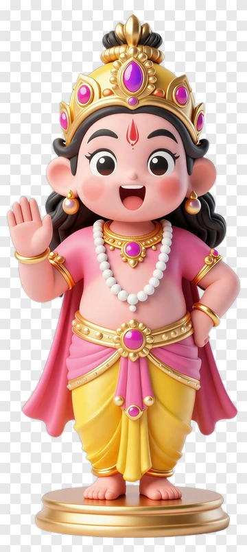 Cartoon Hindu God With Jewelry And Colorful Attire PNG