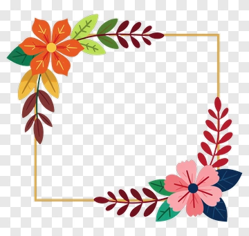 Colorful Floral Frame PNG