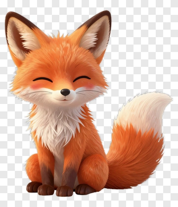 Cute Cartoon Fox With A Happy Expression PNG