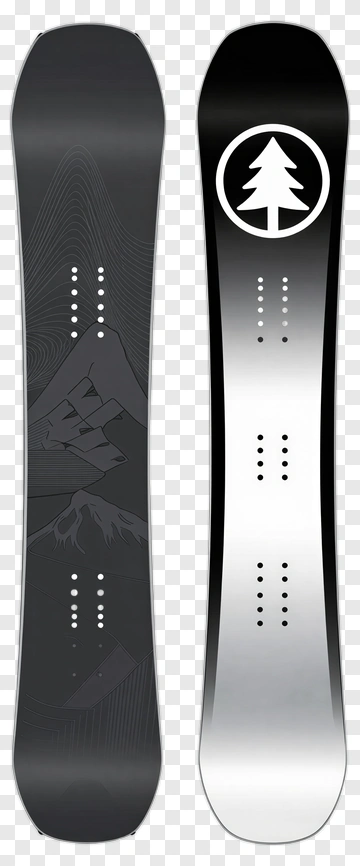 Snowboard With Mountain And Tree Design PNG