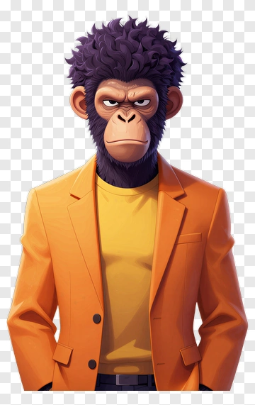 Cartoon Gorilla Wearing An Orange Jacket PNG