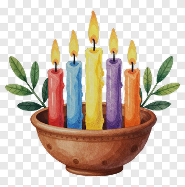 Colorful Candles In A Bowl PNG