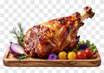 Glazed Ham With Fresh Vegetables And Herbs PNG