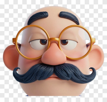 3D Man With Glasses And Mustache PNG