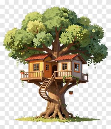 Tree House Surrounded By Lush Green Foliage PNG