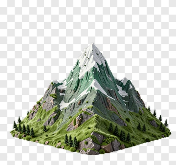3D Mountain With Snow-Capped Peak PNG