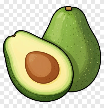 Cartoon Avocado Halves PNG