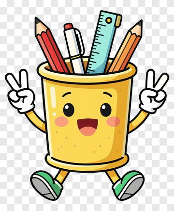 Cartoon Pencil Holder With Happy Face PNG