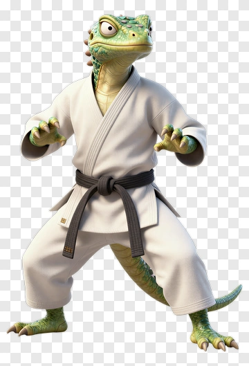3D Lizard Karateka In A White Gi PNG