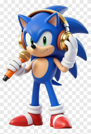 Cartoon Blue Hedgehog Holding A Microphone PNG