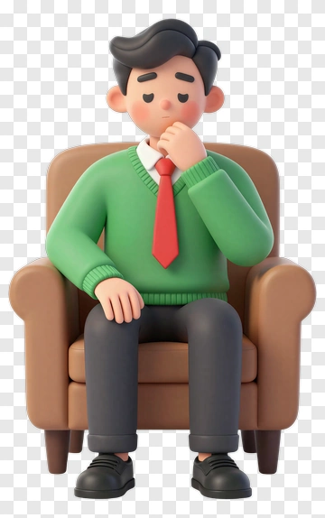 3D Man Thinking In A Green Sweater PNG