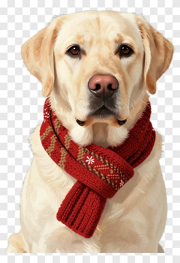 Labrador Dog Wearing A Red Scarf PNG