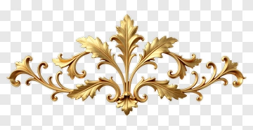 Golden Ornamental Leaf Design PNG