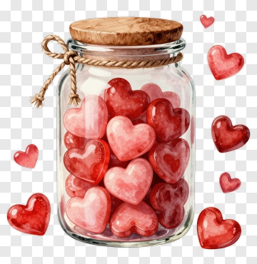 Jar Of Colorful Heart Candies PNG