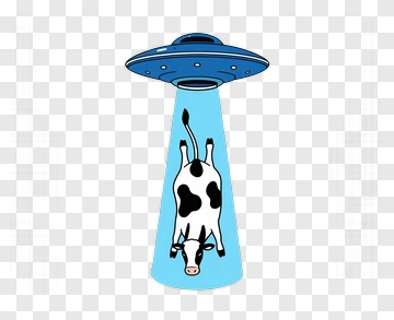Cartoon Cow Being Abducted By Ufo PNG
