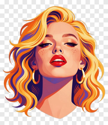 Stylish Woman With Blonde Hair And Red Lips PNG