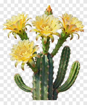 Cactus With Yellow Flowers PNG