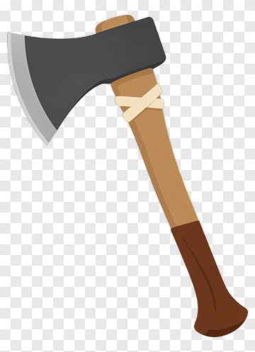 Wooden Axe With Metal Blade PNG