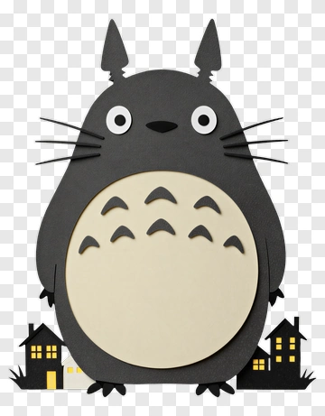 Cartoon Totoro Character With Houses PNG