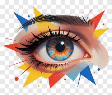 Colorful Eye Illustration With Geometric Shapes PNG