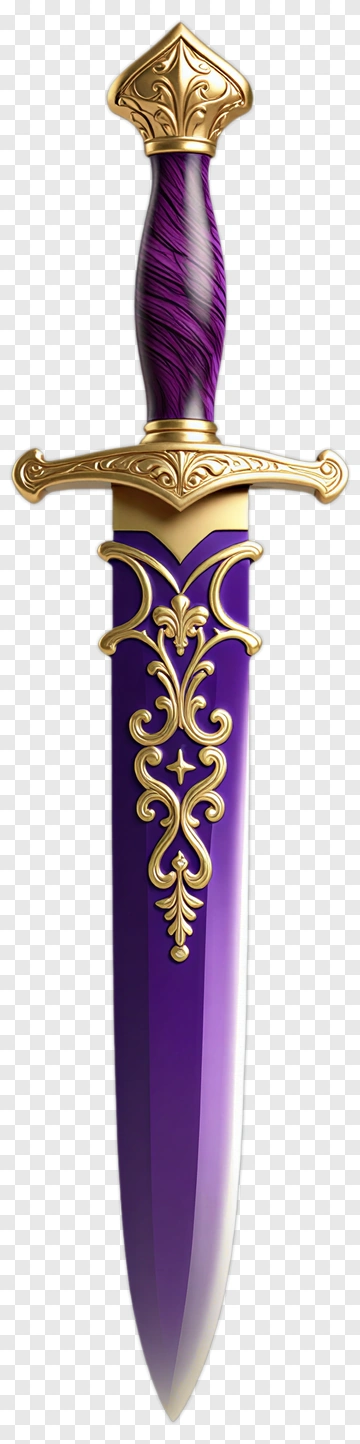 Purple Decorative Sword With Golden Accents PNG