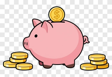 Cartoon Piggy Bank With Coins PNG