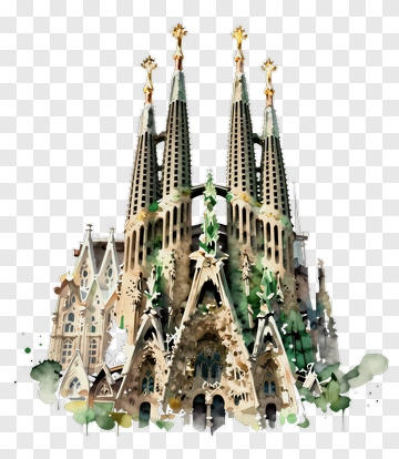 Watercolor Sagrada Familia Cathedral PNG
