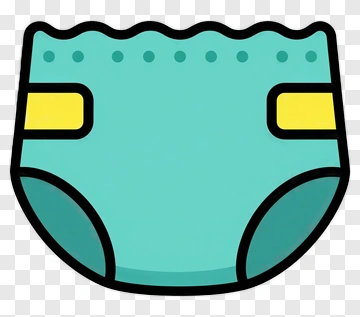 Cartoon Diaper With Yellow Straps PNG
