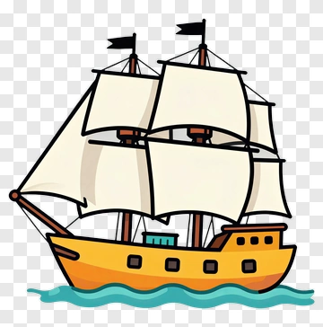 Cartoon Sailing Ship PNG
