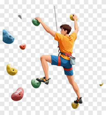 Young Climber Scaling A Rock Wall PNG