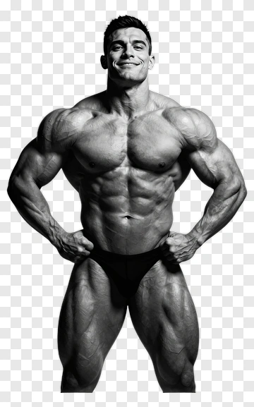 Bodybuilder Posing In Black And White PNG
