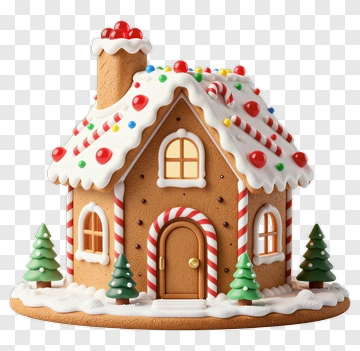 Gingerbread House With Colorful Decorations PNG