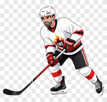 Cartoon Hockey Player With Stick PNG