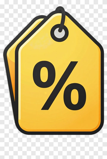 Yellow Price Tag With Percentage Symbol PNG