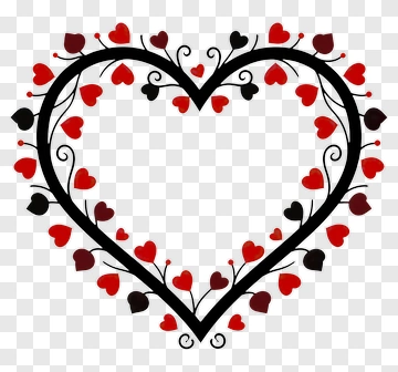 Decorative Heart With Red And Black Hearts PNG