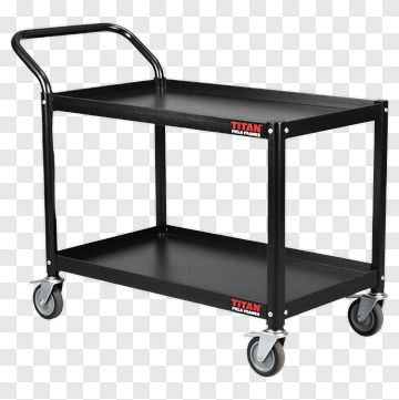 Black Utility Cart With Wheels PNG