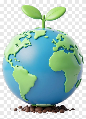 3D Earth With Green Plant Growing PNG