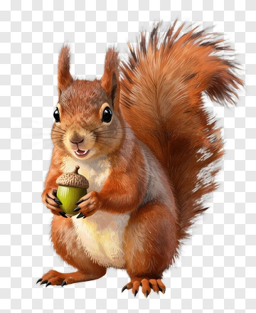 Cartoon Squirrel Holding An Acorn PNG