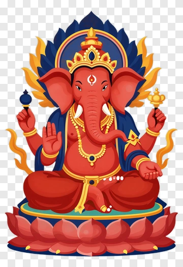Cartoon Ganesha Sitting On A Lotus PNG