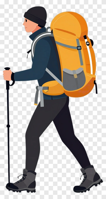 Hiker Carrying A Yellow Backpack PNG