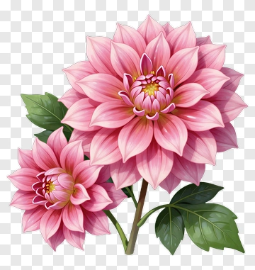 Pink Lotus Flowers With Green Leaves PNG
