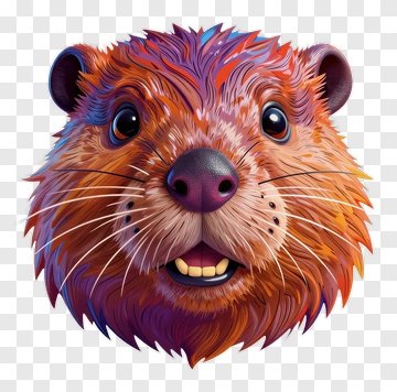 Colorful Cartoon Otter Face PNG