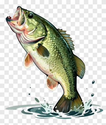 Cartoon Bass Fish Jumping Out Of Water PNG