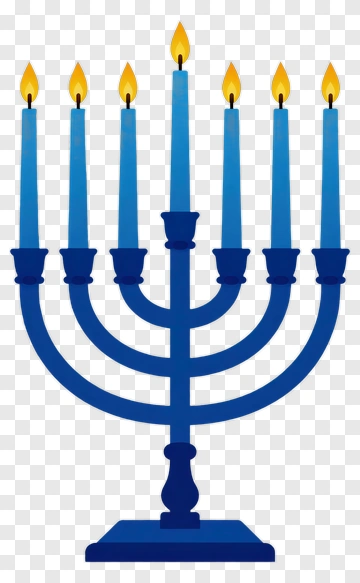 Blue Menorah With Candles PNG