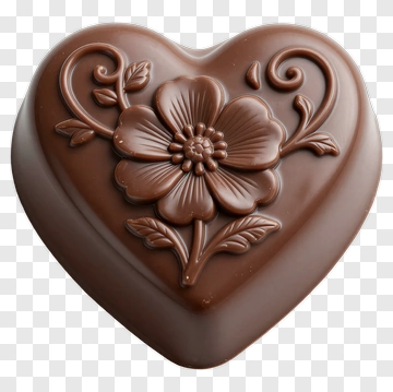 Chocolate Heart Shaped Box With Floral Design PNG