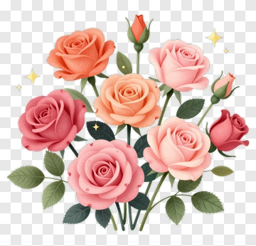 Colorful Rose Bouquet PNG